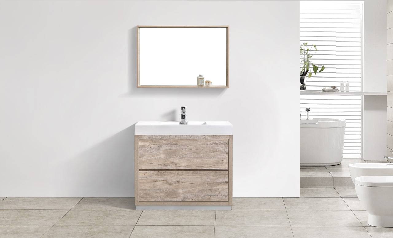 Kube Bath Bliss 40" Floor Mount Free Standing Bathroom Vanity With 2 Drawers and Acrylic Countertop FMB40 - Renoz