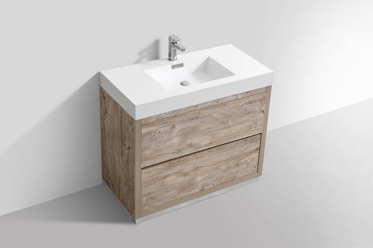 Kube Bath Bliss 40" Floor Mount Free Standing Bathroom Vanity With 2 Drawers and Acrylic Countertop FMB40 - Renoz