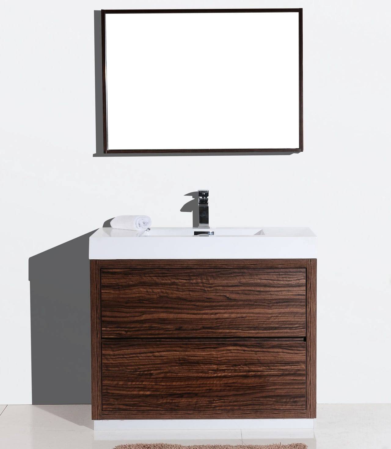 Kube Bath Bliss 40" Floor Mount Free Standing Bathroom Vanity With 2 Drawers and Acrylic Countertop FMB40 - Renoz