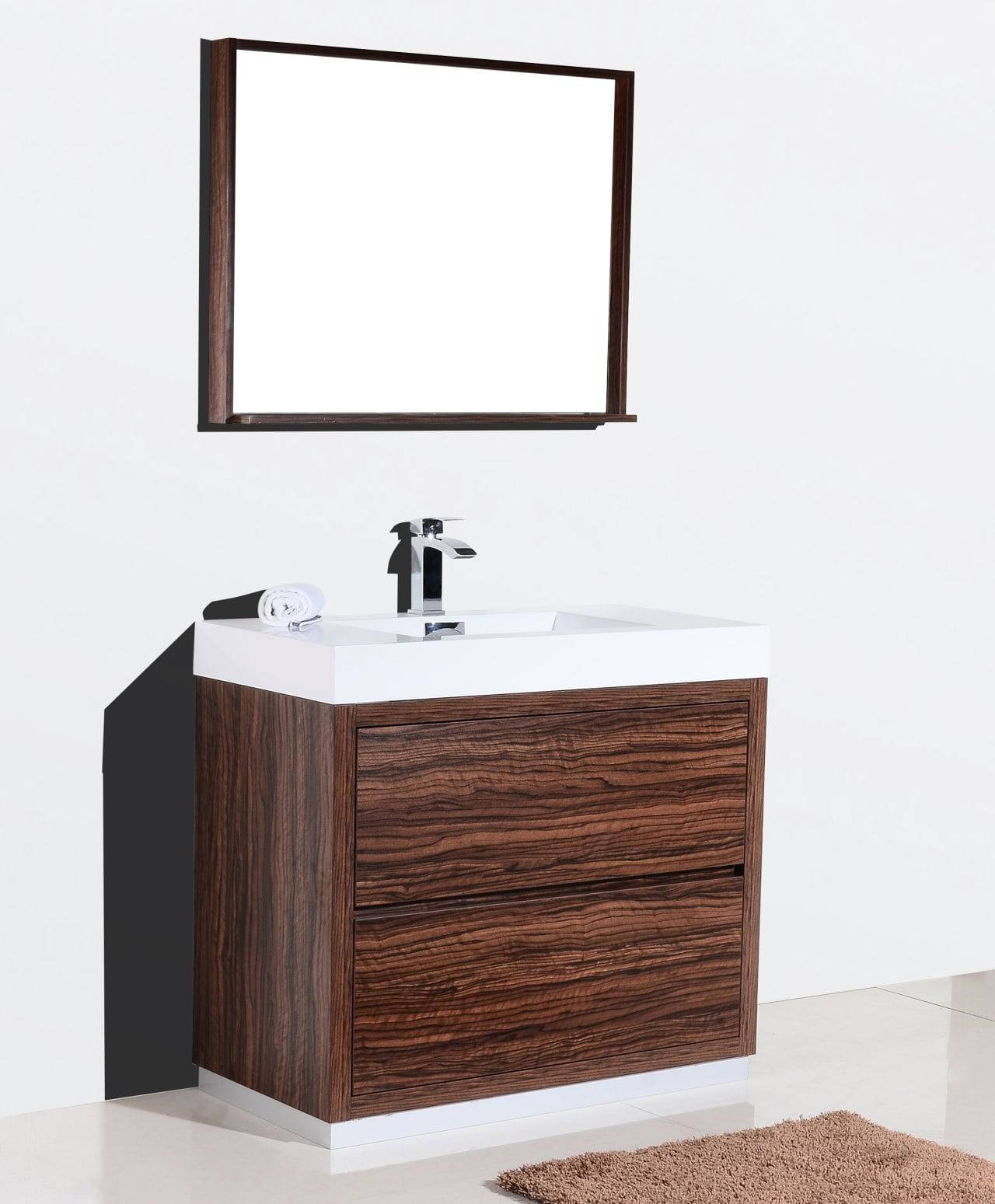 Kube Bath Bliss 40" Floor Mount Free Standing Bathroom Vanity With 2 Drawers and Acrylic Countertop FMB40 - Renoz