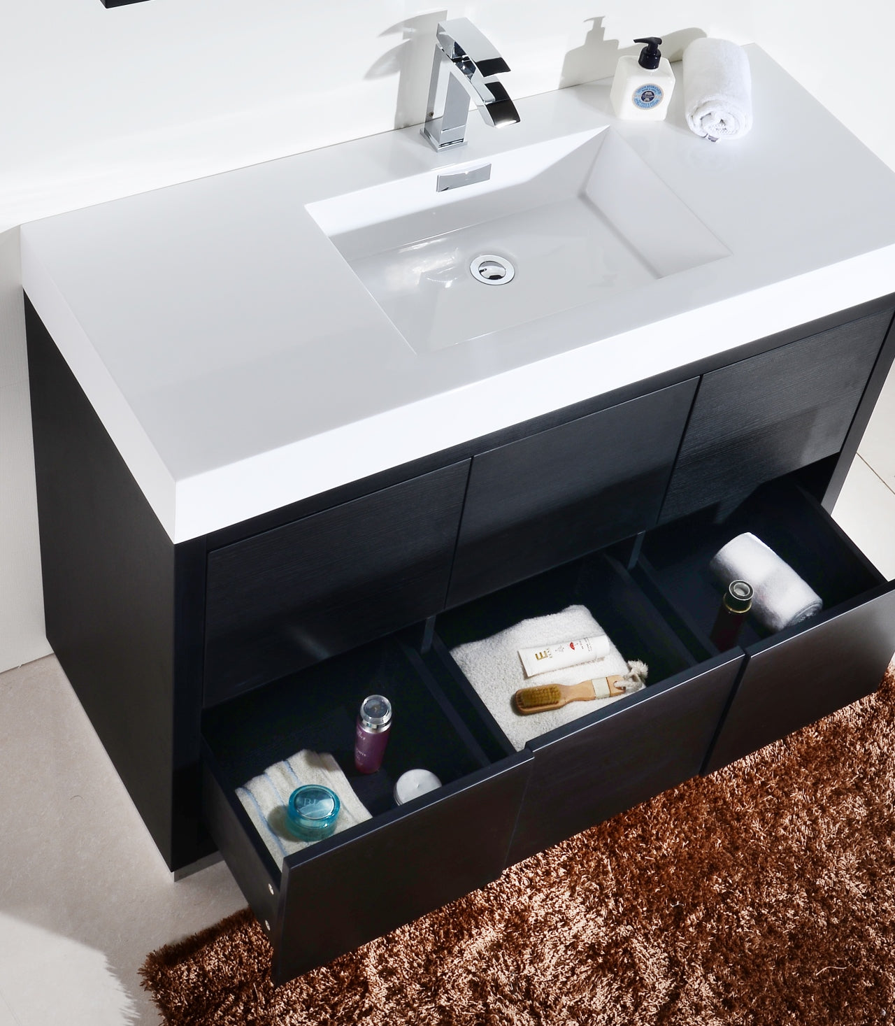 Kube Bath Bliss 48" Floor Mount Free Standing Bathroom Vanity With 6 Drawers Acrylic Countertop - Renoz