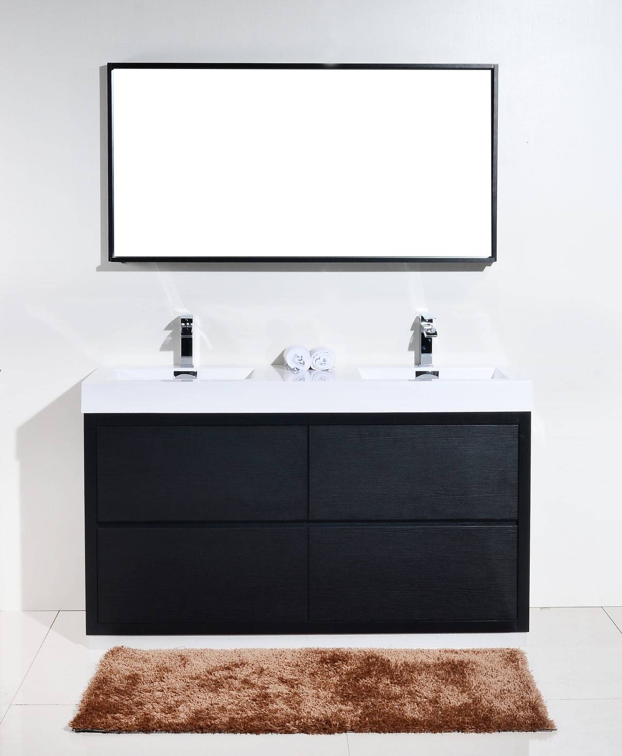 Kube Bath Bliss 60" Floor Mount Free Standing Double Sink Bathroom Vanity With 6 Drawers Acrylic Countertop - Renoz