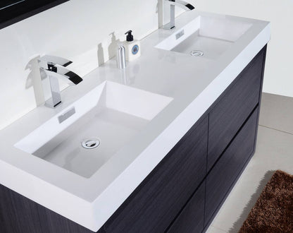 Kube Bath Bliss 60" Floor Mount Free Standing Double Sink Bathroom Vanity With 6 Drawers Acrylic Countertop - Renoz