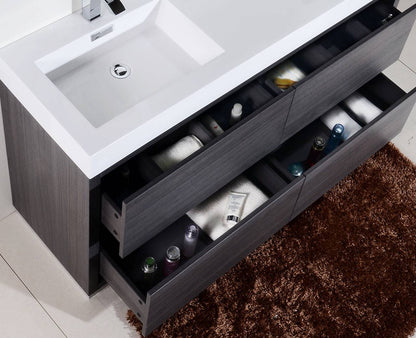 Kube Bath Bliss 60" Floor Mount Free Standing Double Sink Bathroom Vanity With 6 Drawers Acrylic Countertop - Renoz