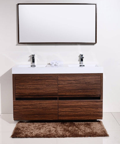 Kube Bath Bliss 60" Floor Mount Free Standing Double Sink Bathroom Vanity With 6 Drawers Acrylic Countertop - Renoz