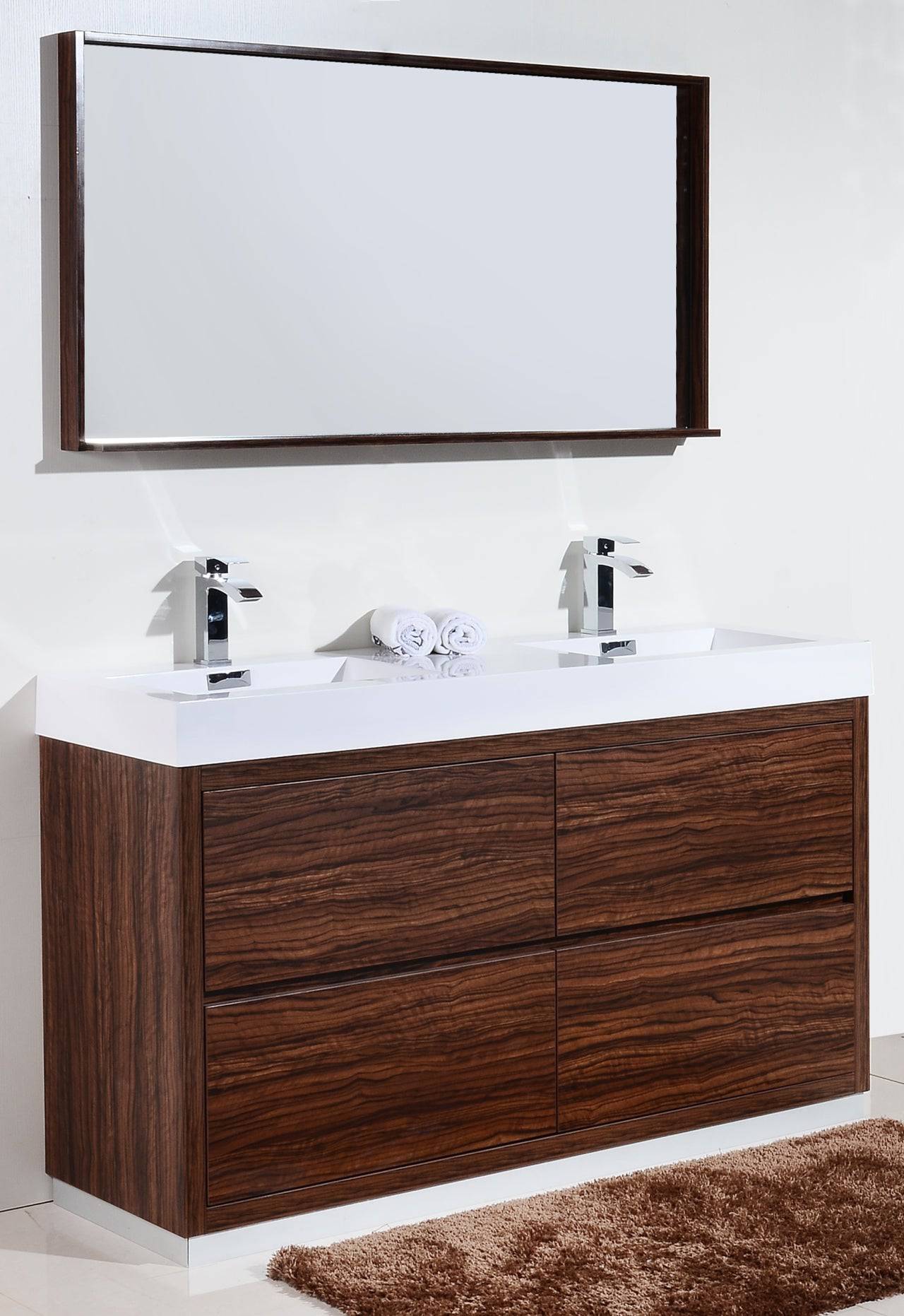 Kube Bath Bliss 60" Floor Mount Free Standing Double Sink Bathroom Vanity With 6 Drawers Acrylic Countertop - Renoz