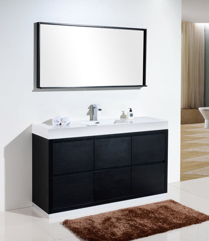 Kube Bath Bliss 60" Floor Mount Free Standing Single Sink Bathroom Vanity With 6 Drawers Acrylic Countertop FMB60S - Renoz