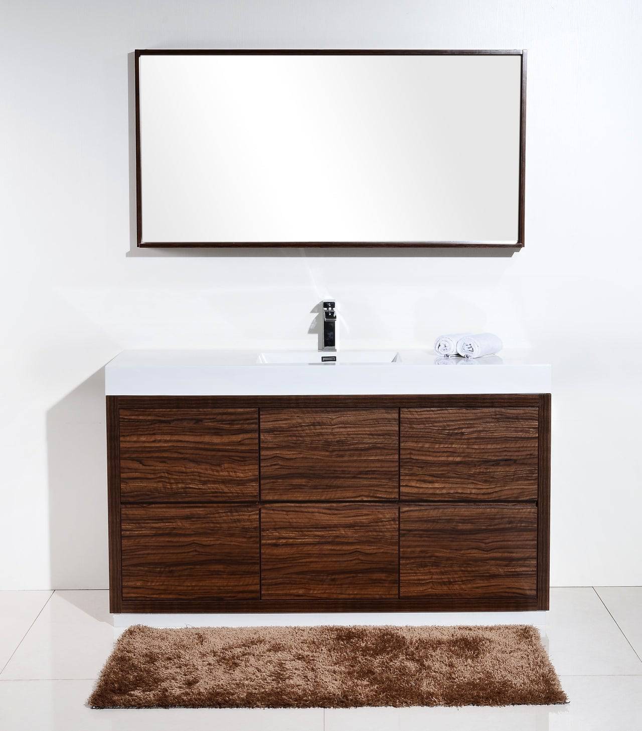 Kube Bath Bliss 60" Floor Mount Free Standing Single Sink Bathroom Vanity With 6 Drawers Acrylic Countertop FMB60S - Renoz