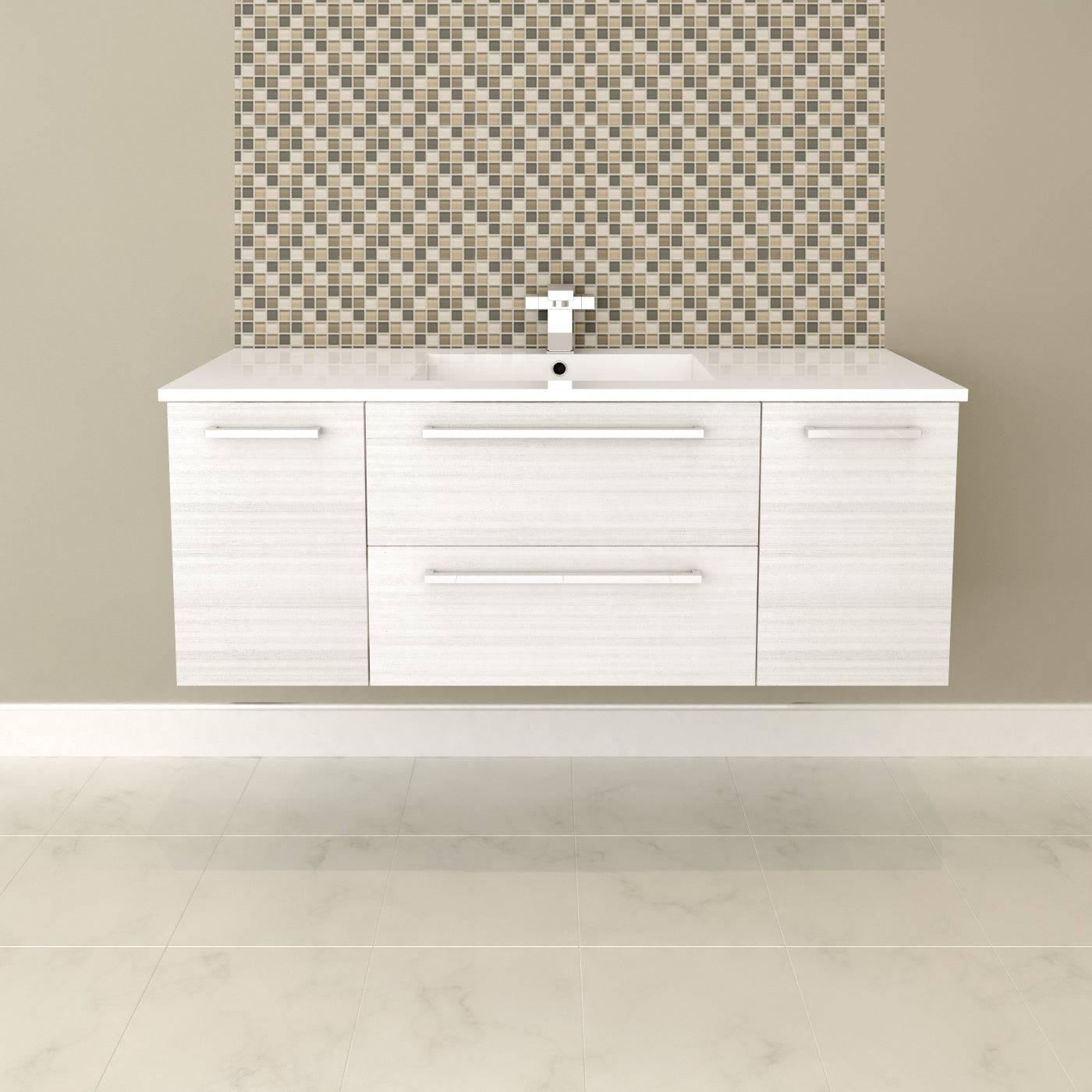 Cutler Silhouette Collection 48″ 2 Drawer / 2 Door Wall Hung Bathroom Vanity White Chocolate - Renoz