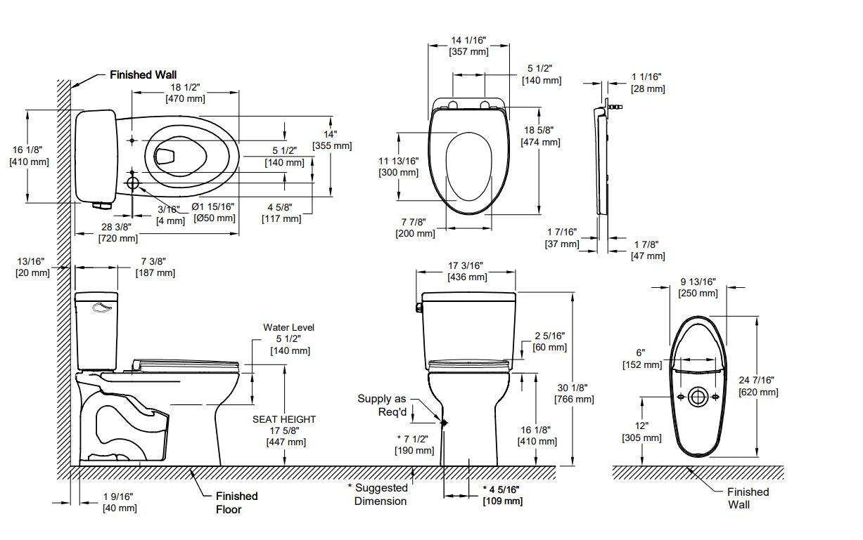 Toto Drake Bol allongé à hauteur universelle compatible Washlet+ - C776CEFGT40#01