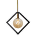 Dainolite 1 Light Pendant, Matte Black & Vintage Bronze Finish, Champagne Glass - Renoz