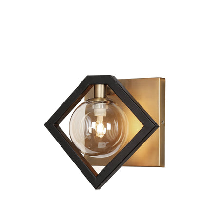 Dainolite 1 Light Wall Sconce, Matte Black & Vintage Bronze Finish, Champagne Glass - Renoz