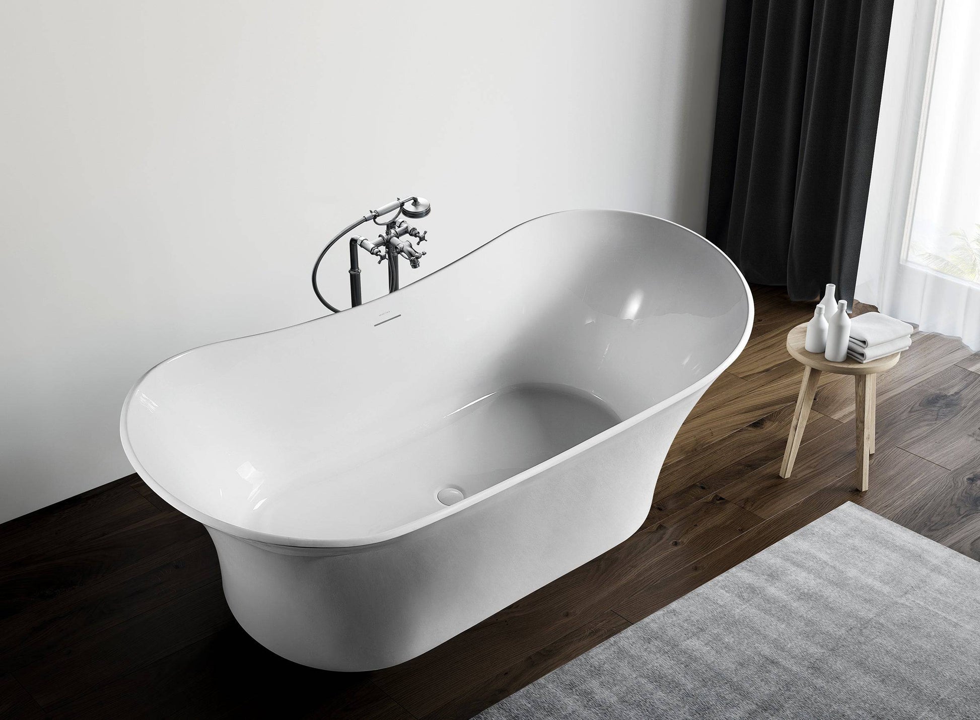 Bagno Italia Hudson 71" x 32" x 27" Glossy White One Piece Free Standing Bathtub HD188180 - Renoz