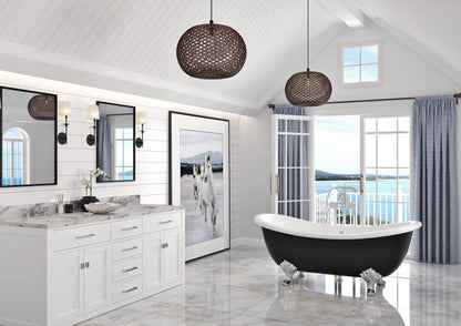 Slik Portfolio Bathtub Harrogate Cast Iron White With Rivets Finish 66.75" x 30.13" x 26.56" - Renoz