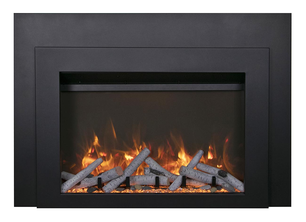 Sierra Flame INS-FM-34 Insert électrique – Insert de cheminée électrique avec contour en acier noir