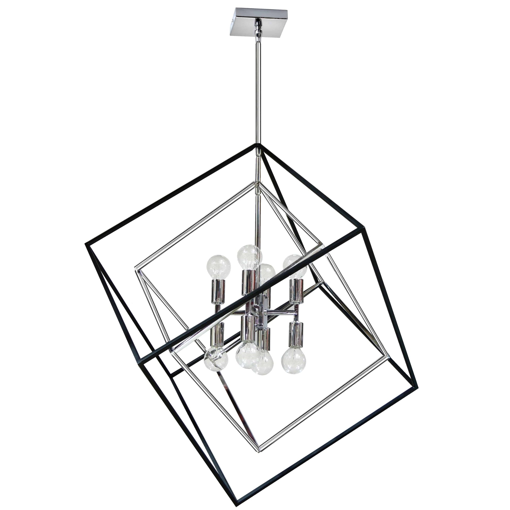 Dainolite 8 Light Pendant, Polished Chrome/Matte Black Finish - Renoz