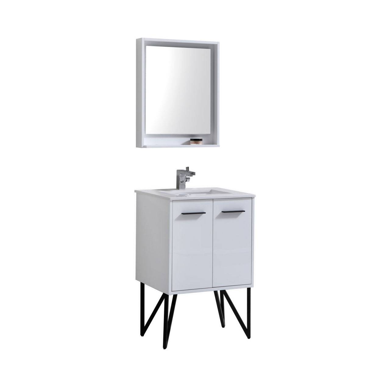 Kube Bath Bosco 24" Modern Bathroom Vanity With White Quartz Countertop and 2 Doors KB24 - Renoz