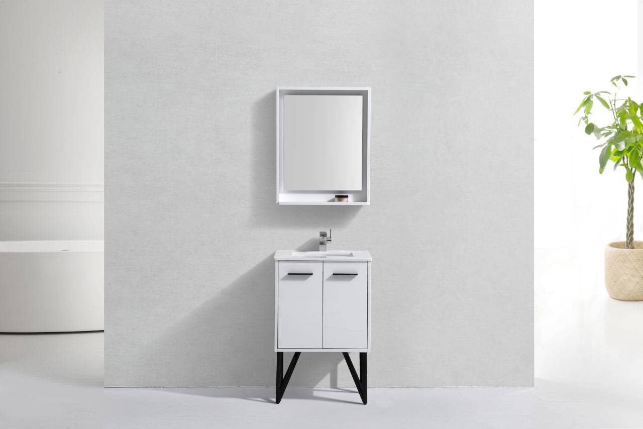 Kube Bath Bosco 24" Modern Bathroom Vanity With White Quartz Countertop and 2 Doors KB24 - Renoz