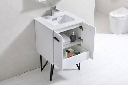 Kube Bath Bosco 24" Modern Bathroom Vanity With White Quartz Countertop and 2 Doors KB24 - Renoz