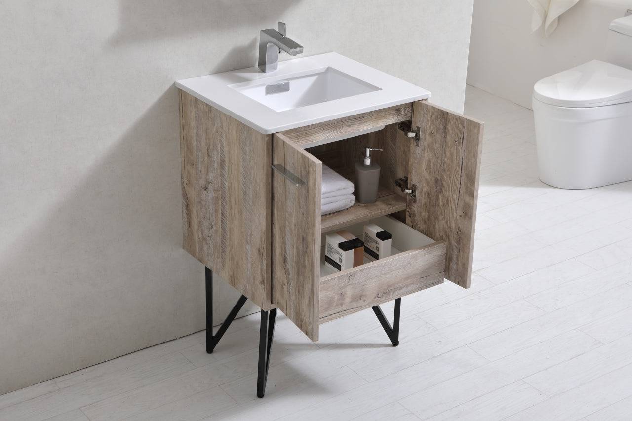 Kube Bath Bosco 24" Modern Bathroom Vanity With White Quartz Countertop and 2 Doors KB24 - Renoz