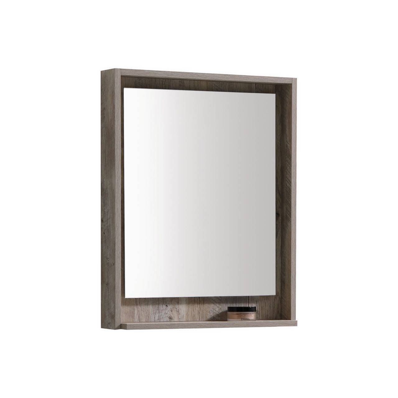 Kube Bath 24" Wide Bathroom Mirror With Shelf – Nature Wood - Renoz