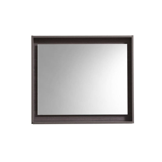 Kube Bath 30" Wide Bathroom Mirror With Shelf – Gray Oak - Renoz