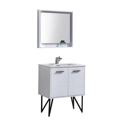 Kube Bath Bosco 30" Bathroom Vanity With White Quartz Countertop With 2 Doors KB30 - Renoz