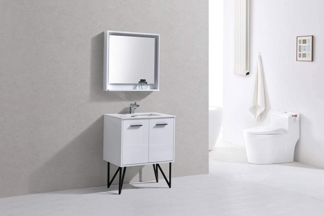 Kube Bath Bosco 30" Bathroom Vanity With White Quartz Countertop With 2 Doors KB30 - Renoz