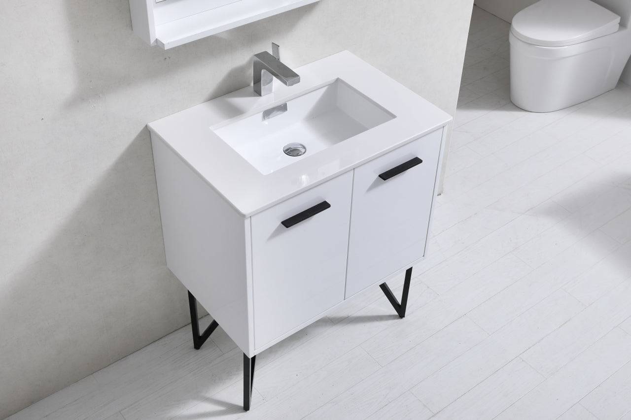 Kube Bath Bosco 30" Bathroom Vanity With White Quartz Countertop With 2 Doors KB30 - Renoz