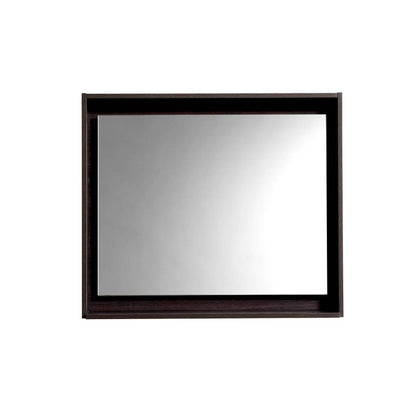 Kube Bath 30" Wide Bathroom Mirror With Shelf – High Gloss Gray Oak - Renoz