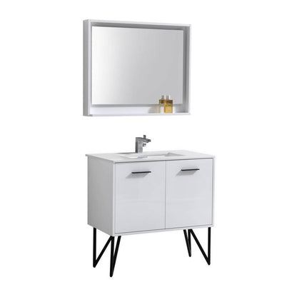 Kube Bath Bosco 36" Bathroom Vanity With White/White Quartz Cream Countertop With 2 Doors KB36 - Renoz