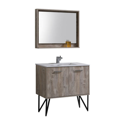 Kube Bath Bosco 36" Bathroom Vanity With White/White Quartz Cream Countertop With 2 Doors KB36 - Renoz