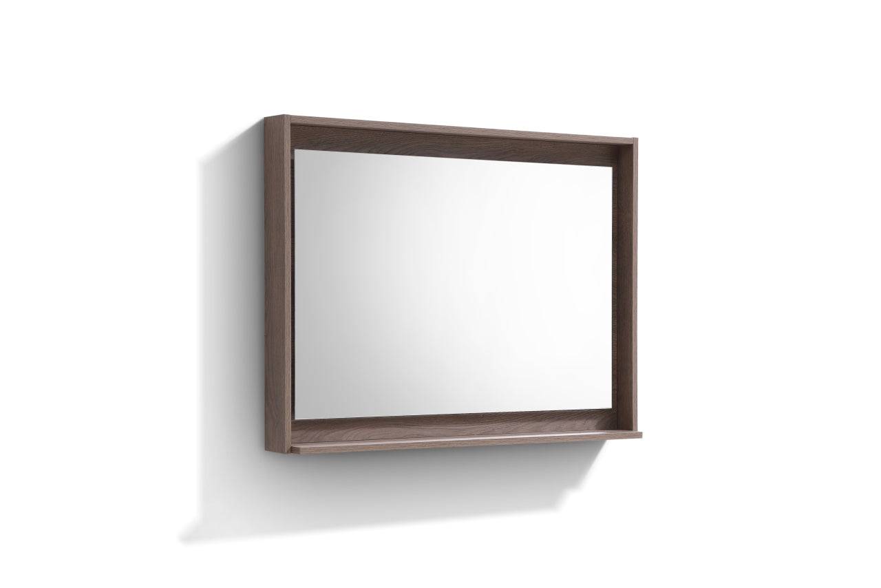 Kube Bath 40" Wide Bathroom Mirror With Shelf – Butternut - Renoz