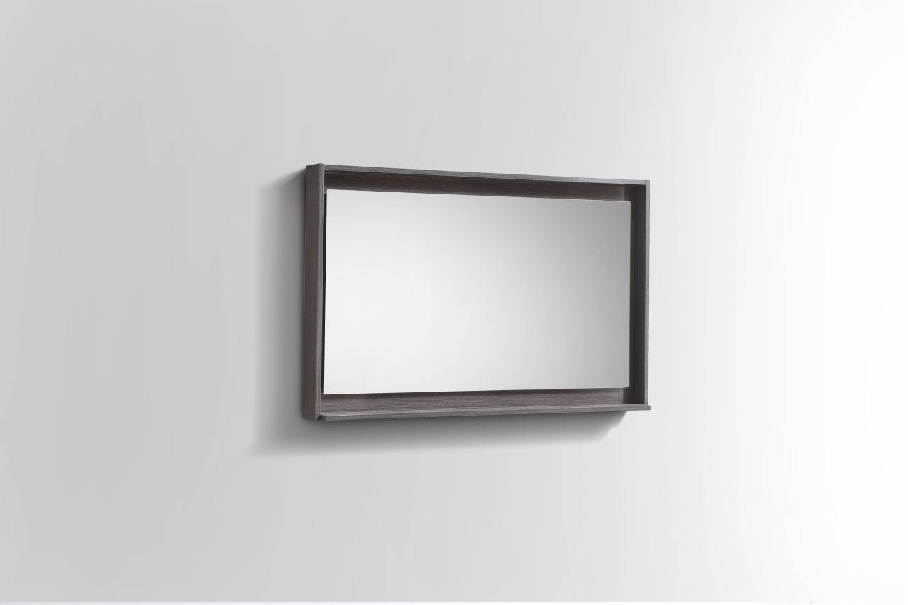 Kube Bath 40" Wide Bathroom Mirror With Shelf – Gray Oak - Renoz