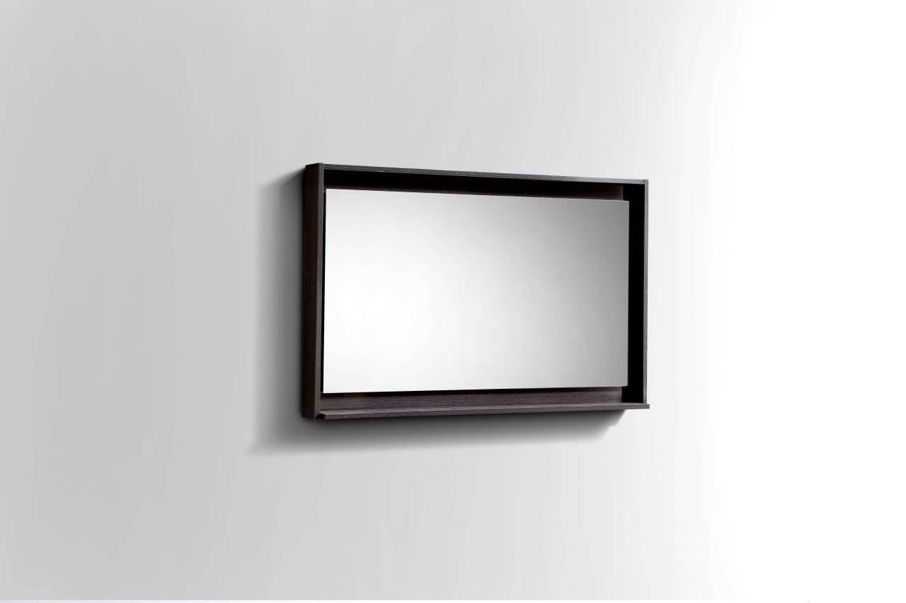 Kube Bath 40" Wide Bathroom Mirror With Shelf – High Gloss Gray Oak - Renoz