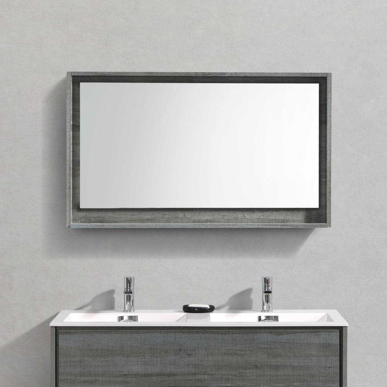 Kube Bath 48" Wide Bathroom Mirror With Shelf – Ocean Gray - Renoz