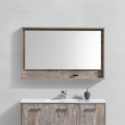 Kube Bath 48" Wide Bathroom Mirror With Shelf – Nature Wood - Renoz