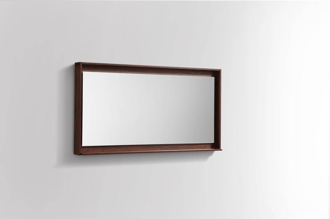 Kube Bath 48" Wide Bathroom Mirror With Shelf – Walnut - Renoz