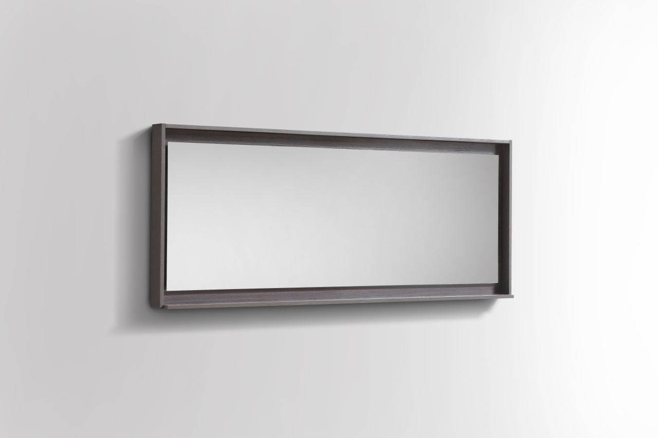 Kube Bath 60" Wide Bathroom Mirror With Shelf – Gray Oak - Renoz