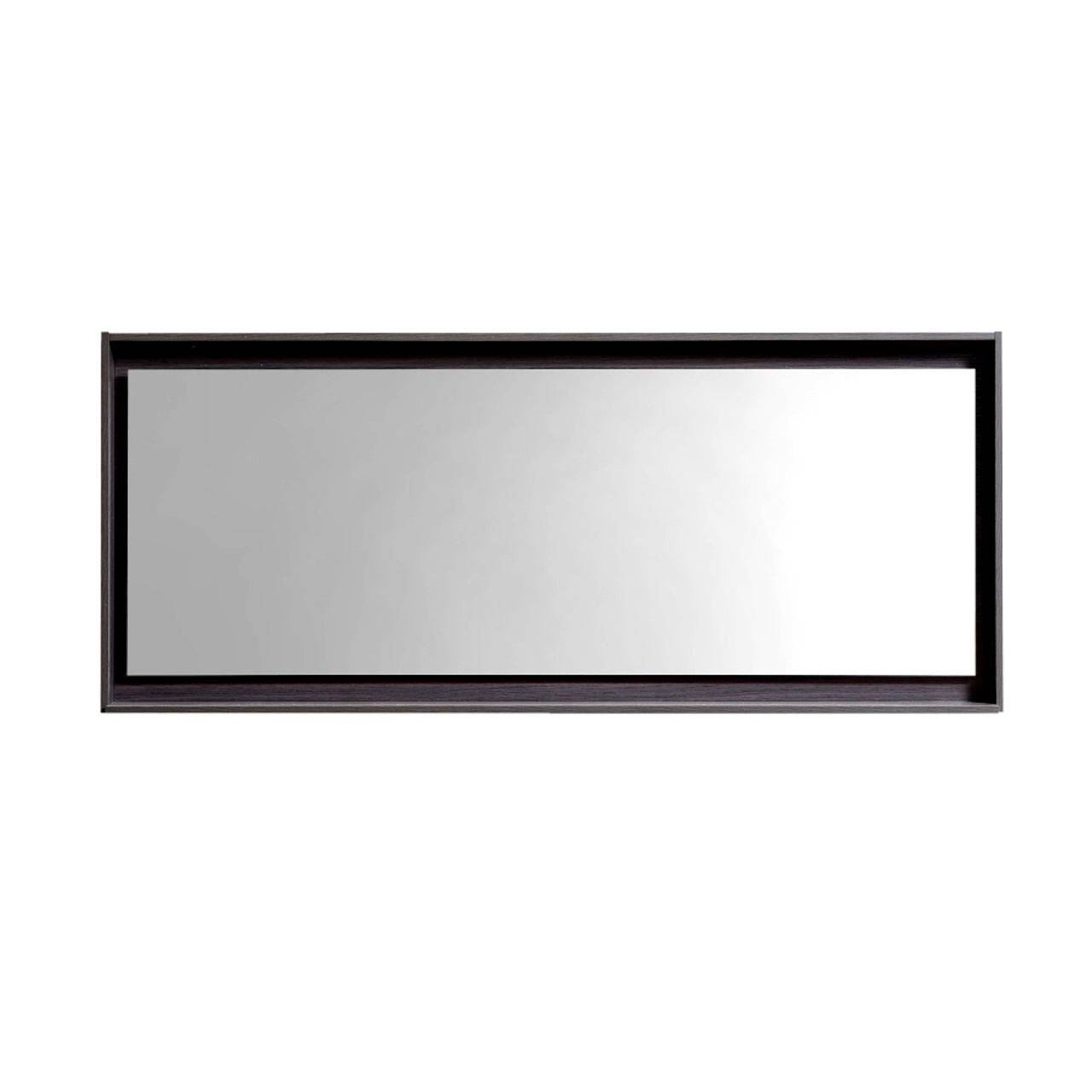 Kube Bath 60" Wide Bathroom Mirror With Shelf – High Gloss Gray Oak - Renoz