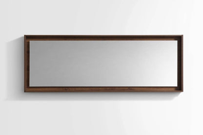 Kube Bath 80" Wide Bathroom Mirror With Shelf – Walnut - Renoz