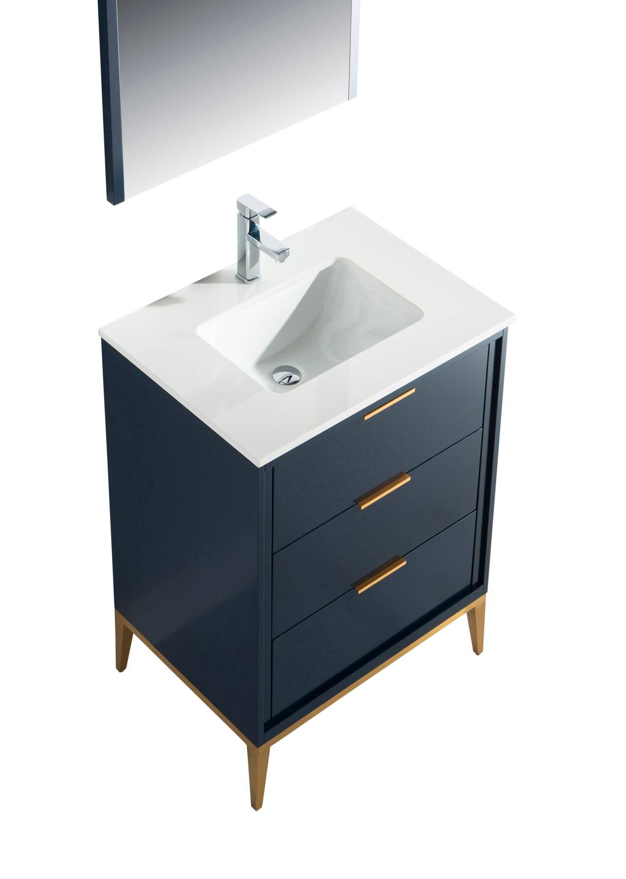 Kube Bath Divani 24" Floor Mount Bathroom Vanity With Quartz Countertop Backsplash And 2 Drawers KD9924 - Renoz