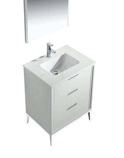 Kube Bath Divani 24" Floor Mount Bathroom Vanity With Quartz Countertop Backsplash And 2 Drawers KD9924 - Renoz