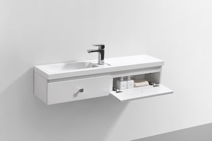 Kube Bath Elise 44″ Meuble-lavabo de salle de bain moderne à montage mural - Blanc brillant