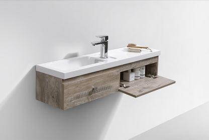 Kube Bath Elise 44″ Meuble-lavabo de salle de bain moderne à fixation murale - Bois naturel