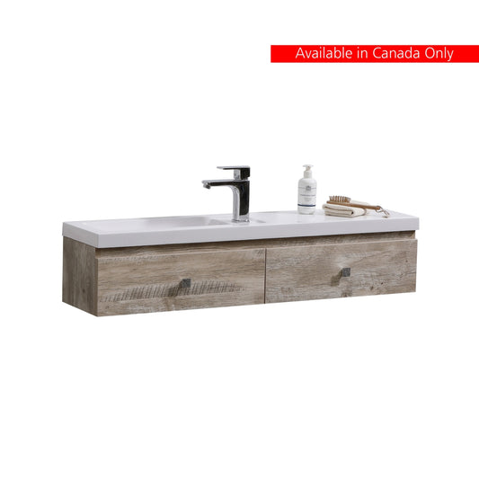 Kube Bath Elise 44″ Meuble-lavabo de salle de bain moderne à fixation murale - Bois naturel