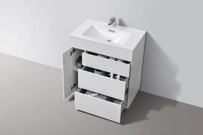 Kube Bath Milano 30" Single Sink Floor Mount Modern Bathroom Vanity - Renoz