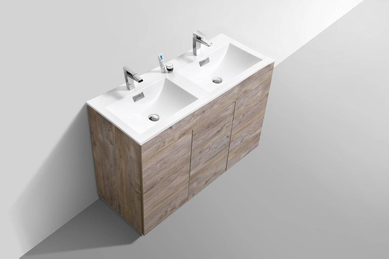 Kube Bath Milano 48" Double Sink Floor Mount Modern Bathroom Vanity With 6 Drawers and 1 Door - Renoz