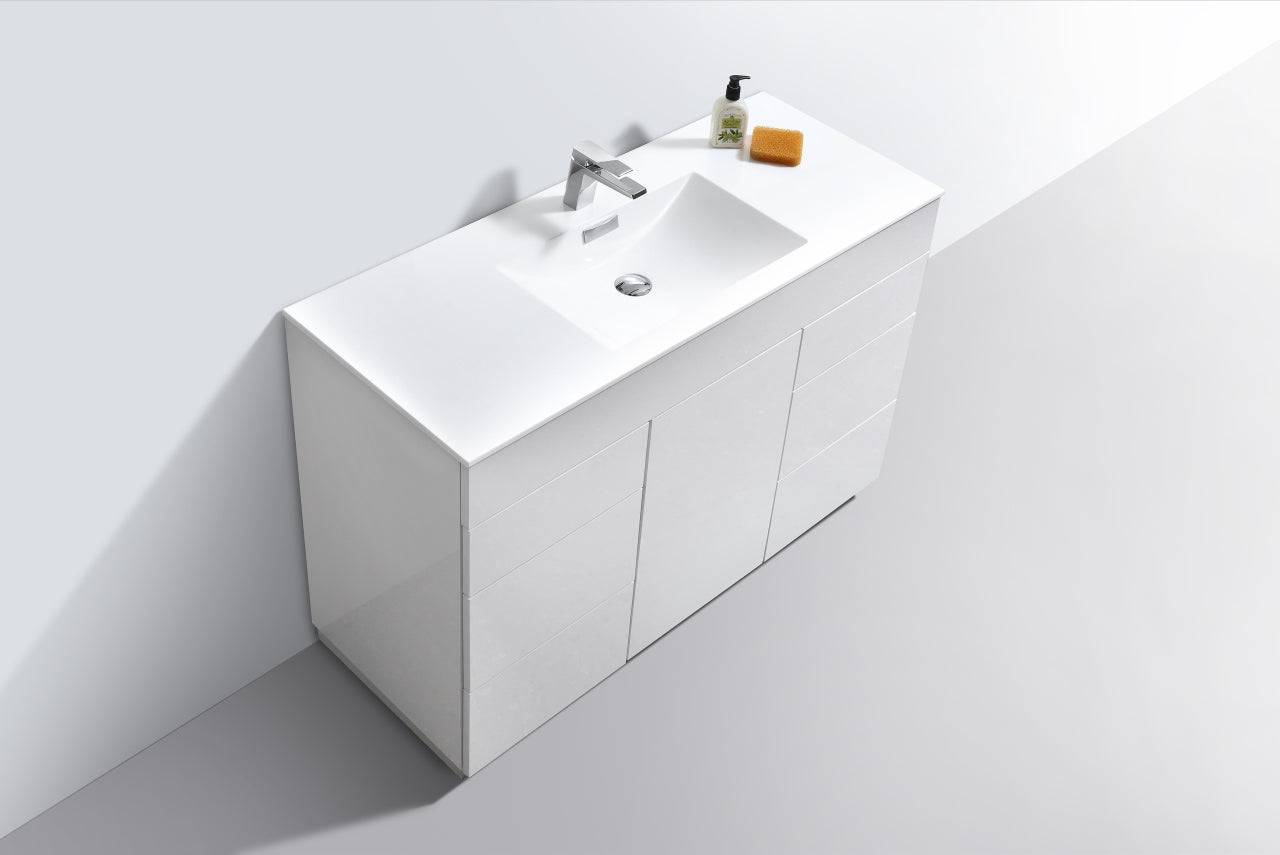 Kube Bath Milano 48" Single Sink Floor Mount Modern Bathroom Vanity With 6 Drawers and 1 Door KFM48S - Renoz