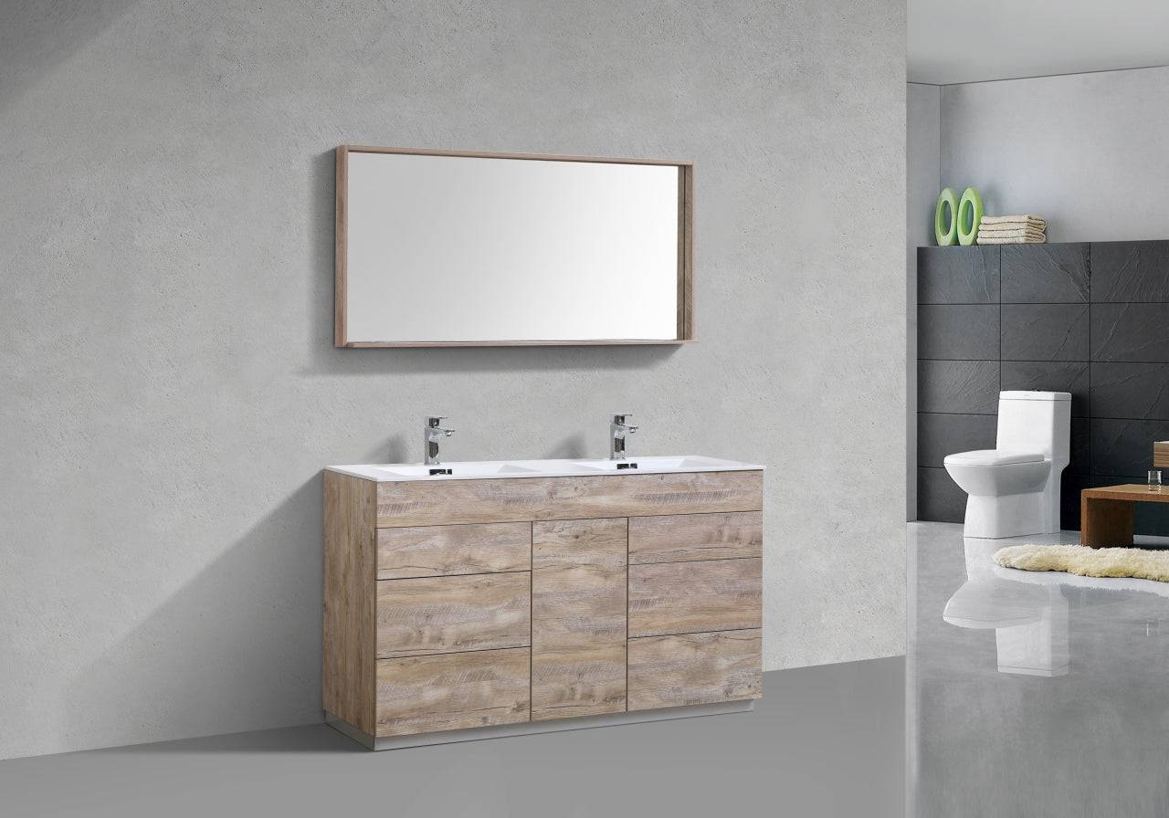 Kube Bath Milano 60" Double Sink Floor Mount Modern Bathroom Vanity With 6 Drawers and 1 Door - Renoz